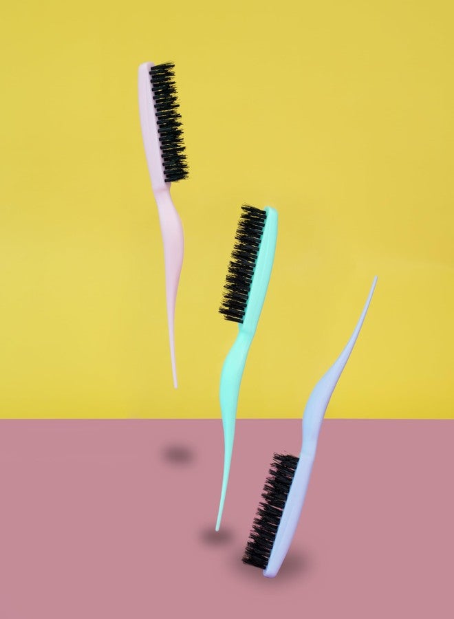 Cricket Amped Up Rubberized Teasing Hair Brush - Smoothing & Teasing Brush for Stylists, Women & Men - Ideal for Edge Styling & Sectioning, Nylon/Boar Bristles - It's The Dopamine For Me, Pink - Image 2